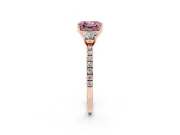 Asscher Cut Three Stone Engagement Ring Setting for a Fancy Pink Lab-Grown Diamond | Pave Shoulders | Rose Gold