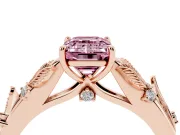 Emerald Cut Leaf Solitaire Engagement Ring Setting for a Fancy Pink Lab-Grown Diamond | Rose Gold