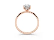 Cushion Cut Diamond Solitaire Engagement Ring Set in Rose gold with Prong Setting and Polished Band