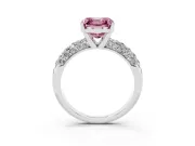 Asscher Cut Multi Row Pave Engagement Ring Setting for a Fancy Pink Lab-Grown Diamond | Platinum