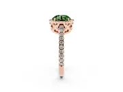 Round Halo Engagement Ring Setting for a Fancy Green Lab-Grown Diamond | Half Pave Band | Rose Gold