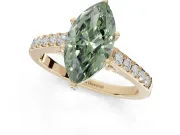 Marquise Pavé Solitaire Engagement Ring Setting for a Fancy Green Lab-Grown Diamond | Crossover Gallery | Yellow Gold