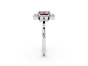 Emerald Cut Milgrain Cluster Halo Engagement Ring Setting for a Fancy Pink Lab-Grown Diamond | Plain Band | Platinum