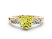 Heart-Shaped Five Stone Engagement Ring Setting for a Fancy Yellow Lab-Grown Diamond | Yellow Gold