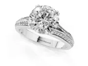 Round Pave Split Shank Engagement Ring Setting | Double Claw Prongs | White Gold