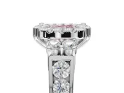 Cushion Cut Halo Engagement Ring Setting for a Fancy Pink Lab-Grown Diamond | Graduated Channel Band | White Gold
