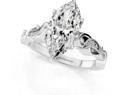 Marquise Vintage Vine Solitaire Engagement Ring Setting | Milgrain Leaves | Sterling Silver