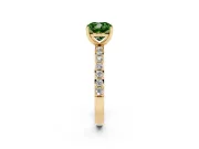 Fancy Green Cushion Cut Diamond Solitaire Set in Yellow gold with Round Pavé Band and Prong Setting