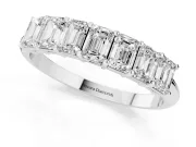 Emerald Cut Diamond Half Eternity Band Set in Silver with Prong Setting