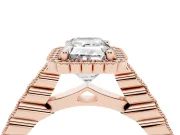 Radiant Cut Vintage Milgrain Halo Engagement Ring Setting | Beaded Pavé Shoulders | Rose Gold
