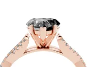 Fancy Black Heart Cut Diamond Solitaire Engagement Ring Set in Rose gold with Twisted Pavé Band and Prong Setting