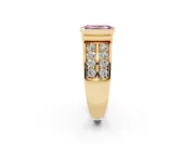 Emerald Cut Half Bezel Engagement Ring Setting for a Fancy Pink Lab-Grown Diamond | Channel Band | Yellow Gold