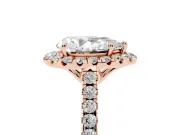 Pear-Shaped Raised Halo Engagement Ring Setting | Pave Band | Rose Gold