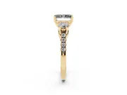 Radiant Cut Three-Stone Engagement Ring Setting for a Black Center | Pavé Shoulders | Yellow Gold