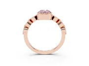 Fancy Pink Oval Cut Diamond Vintage-Inspired Milgrain Ring Set in Rose gold with Marquise Stations of Round Accents