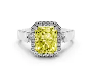 Radiant Cut Halo Engagement Ring Setting for a Fancy Yellow Lab-Grown Diamond | Pavé Panel Shoulders | White Gold