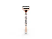 Asscher Cut Pavé Engagement Ring Setting for a Black Center | Alternating Accents | Rose Gold