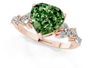Heart-Shaped Accented Engagement Ring Setting for a Fancy Green Lab-Grown Diamond | Rose Gold