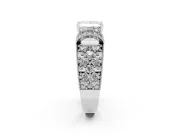Princess Cut Vintage Milgrain Pave Engagement Ring Setting | Crescent Side Rows | Platinum