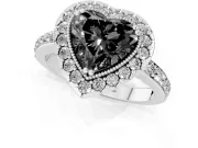 Heart-Shaped Halo Engagement Ring Setting for a Black Center | Sterling Silver