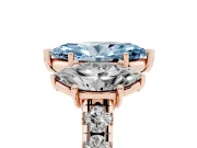 Marquise Three Stone Engagement Ring Setting for a Fancy Blue Lab-Grown Diamond | Accented Shoulders | Rose Gold