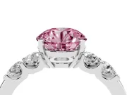 Round Five Stone Engagement Ring Setting for a Fancy Pink Lab-Grown Diamond | Sterling Silver