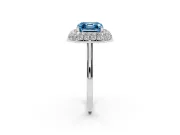 Fancy Blue Asscher Cut Diamond Halo Engagement Ring Set in Silver with Solitaire Band and Prong Setting