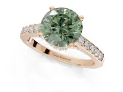 Round Pavé Solitaire Engagement Ring Setting for a Fancy Green Lab-Grown Diamond | Crossover Gallery | Rose Gold