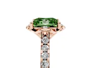 Princess Cut Floral Petal Engagement Ring Setting for a Fancy Green Lab-Grown Diamond | Petal Accents | Rose Gold