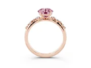 Fancy Pink Round Cut Diamond Cluster Solitaire Ring Set in Rose gold with Prong Setting