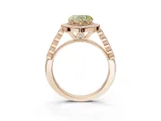 Canary Yellow Heart-Shaped Lab-Grown Diamond Milgrain Halo Solitaire Ring Set in Rose Gold with Bezel Set Side Stones and Pavé Band