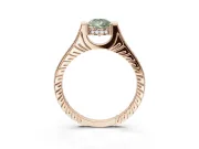 Pear-Shaped Vintage Cathedral Engagement Ring Setting for a Fancy Green Lab-Grown Diamond | Carved Band | Rose Gold