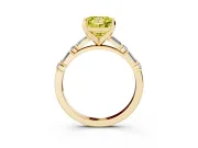 Fancy Yellow Princess Cut Diamond Solitaire Set in Yellow gold with Side Baguettes and Channel Set Band