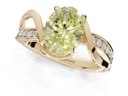 Oval Bypass Solitaire Engagement Ring Setting for a Fancy Yellow Lab-Grown Diamond | Pavé Strands | Yellow Gold