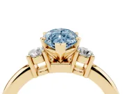 Marquise Three Stone Engagement Ring Setting for a Fancy Blue Lab-Grown Diamond | Round Side Stones | Yellow Gold