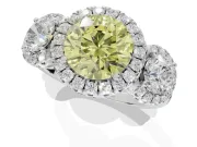 Round Three Stone Halo Engagement Ring Setting for a Fancy Yellow Lab-Grown Diamond | Sterling Silver