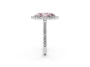 Marquise Pave Halo Engagement Ring Setting for a Fancy Pink Lab-Grown Diamond | Pave Band | Sterling Silver