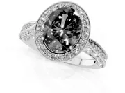 Oval Milgrain Halo Engagement Ring Setting for a Black Center | Side Stones | Sterling Silver
