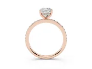 Cushion Cut Diamond Pavé Band Ring Set in Rose gold with Prong-Set Center Stone