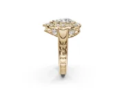 Pear-Shaped Vintage Halo Engagement Ring Setting | Art Deco Side Panels | Yellow Gold