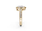 Pear-Shaped Vintage Milgrain Halo Engagement Ring Setting | Wide Pavé Band | Yellow Gold