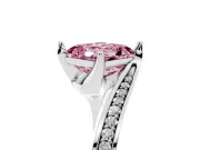 Fancy Pink Asscher Cut Diamond Solitaire Ring Set in Platinum with Intertwined Pavé Twist Band
