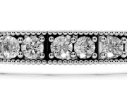 Round Lab-Grown Diamond Vintage Milgrain Tennis Bracelet | Paired Stones | White Gold