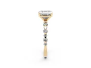 Asscher Cut Pavé Solitaire Engagement Ring Setting | Alternating Accents | Yellow Gold