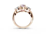 Marquise Three Stone Engagement Ring Setting for a Fancy Pink Lab-Grown Diamond | Tapered Pave Band | Rose Gold