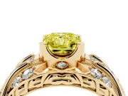 Radiant Cut Art Deco Engagement Ring Setting for a Fancy Yellow Lab-Grown Diamond | Yellow Gold