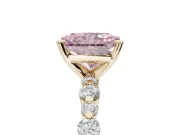 Radiant Cut Pavé Engagement Ring Setting for a Fancy Pink Lab-Grown Diamond | Alternating Accents | Yellow Gold