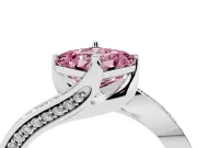 Fancy Pink Asscher Cut Diamond Solitaire Ring Set in White gold with Intertwined Pavé Twist Band