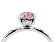 Fancy Pink Pear Cut Diamond Solitaire Engagement Ring Set in Platinum with Prong Setting and Polished Band