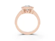 Cushion Cut Vintage Milgrain Halo Engagement Ring Setting | Filigree Gallery | Rose Gold